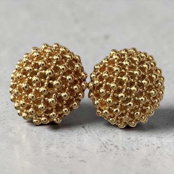 Ciner Jewelry - CINER Gold Dome Clip Earrings Beaded Etruscan Vintage Statement Designer